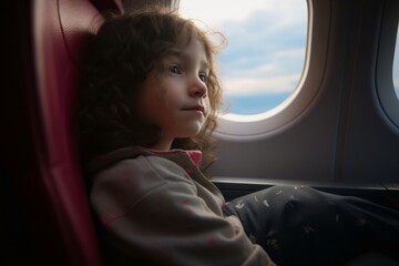 A young girl on a commercial plane