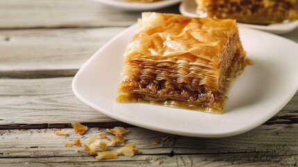 Baklava traditional oriental dessert. Sweet turkish food background. AI Generative