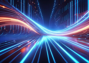 デジタルの青い光の波の抽象的な背景