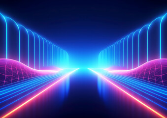 デジタルの青い光の波の抽象的な背景