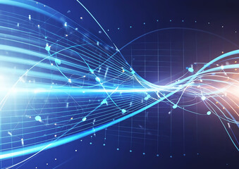 デジタルの青い光の波の抽象的な背景