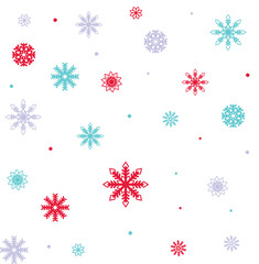 Decorative snowflakes seamless pattern, abstract winter background.
