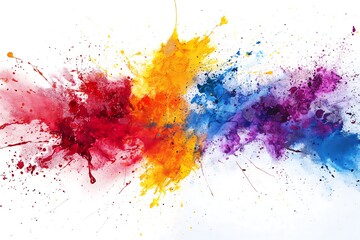 Fototapeta premium Abstract paint splatter art with vibrant colors on white background