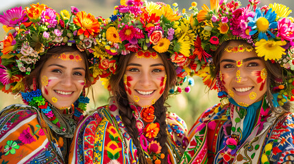 Women in Vibrant Traditional Floral Attire
