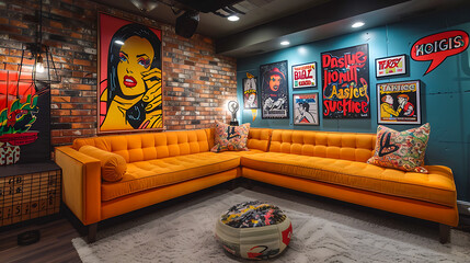 Colorful Pop Art Themed Living Room