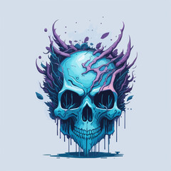 Fototapeta premium Explore the ethereal beauty of a chilling tableau, where an icy devil skull exudes an irresistible aura of mystery.