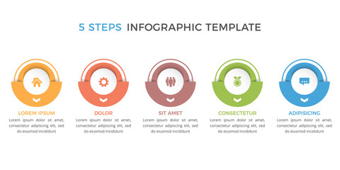 Infographic template with five parts, process, workflow chart, vector eps10 illustration