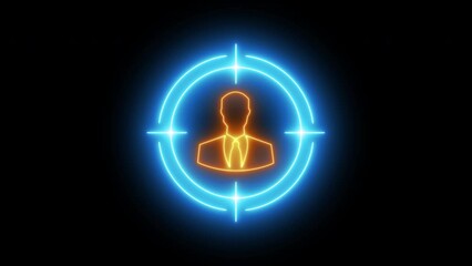HR human resources solutions concept. Management tool used to manage employee information in organization. Animation of glowing neon line human resources solution icons on transparent background.