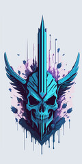 Obraz premium Wings of War: A divine skull crowned with celestial wings, embodying the eternal struggle of good and evil.