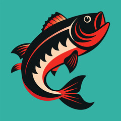 Vintage bass fish vector design concept