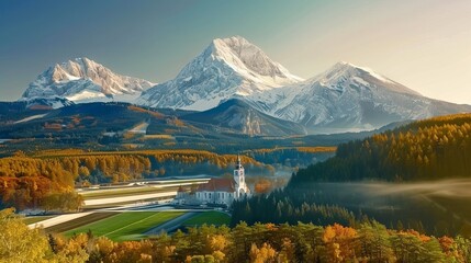 
"Capturing Bavaria's Beauty: Maria Gern Church and Hochkalter Peak in a Fantastic Autumn Sunrise.