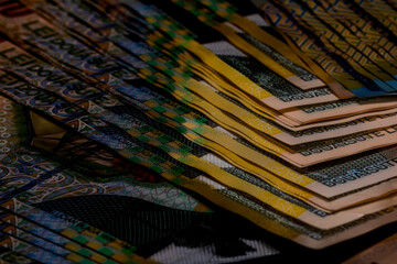 LEI money banknotes, detail photo of RON