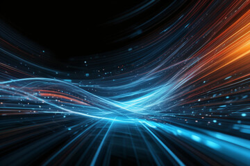 mesmerizing abstract depicts high-speed global data transfer: wavy flashes, ultra-fast broadband, cyber tech motion