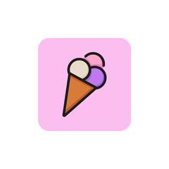 Cone of ice cream line icon. Snack, dessert, scoop. Food concept. Can be used for topics like diet, sweet, refreshment