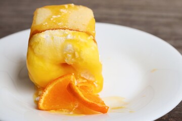 Close up of orage fruit cake