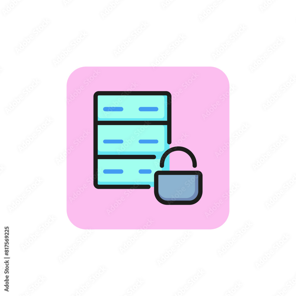 Poster icon of server. hosting, network, system. data protection concept. can be used for topics like datab
