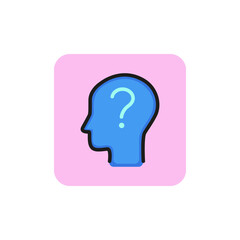 Icon of doubting person. Question, incognito, problem. Knowledge concept. Can be used for topics like strategy, education, creativity