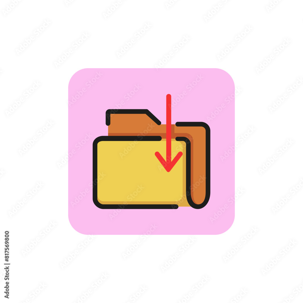 Poster icon of downloading files in folder. document, project, data. computing concept. can be used for top
