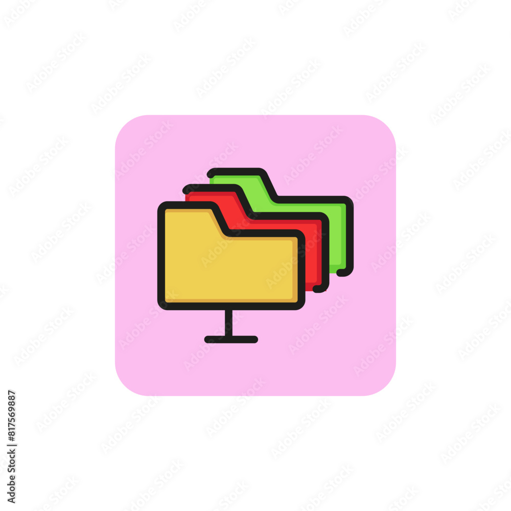 Poster icon of file folders. directory, document, access. archive concept. can be used for topics like data