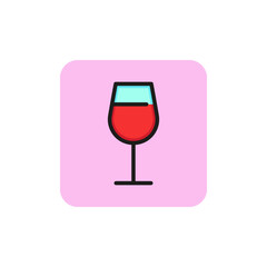 Glass of wine line icon. Alcoholic beverage, wineglass, liquor. Drink concept. Can be used for topics like restaurant, bar, winery.