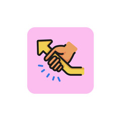 Line icon of hand pulling arrow up. Growth hacking, building success, career. Business improvement concept. For topics like business, marketing, strategy