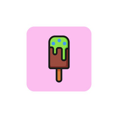 Ice cream bar line icon. Stick, popsicle, eskimo pie. Food concept. Can be used for topics like diet, dessert, refreshment