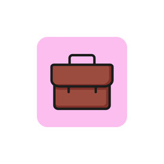 Icon of leather briefcase. Accessory, work, diplomat. Business concept. Can be used for topics like office work, tourism, portfolio