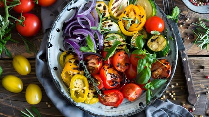  A plate of colorful vegetable stir-fry, showcasing the vibrant hues and health benefits of fresh produce. 
