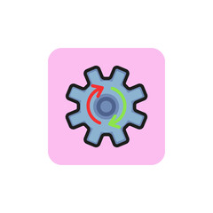 Icon of syncing process. Mechanism, arrow, cycling. Configuration concept. Can be used for topics like setting up, software, machinery