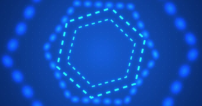 Multiple dotted technology benzene rings hexagons moving cyber computer bg 4K. Data beams scientific chemistry formula bg design elements stock footage. Polygon cell minimal digital loop grid dots.

