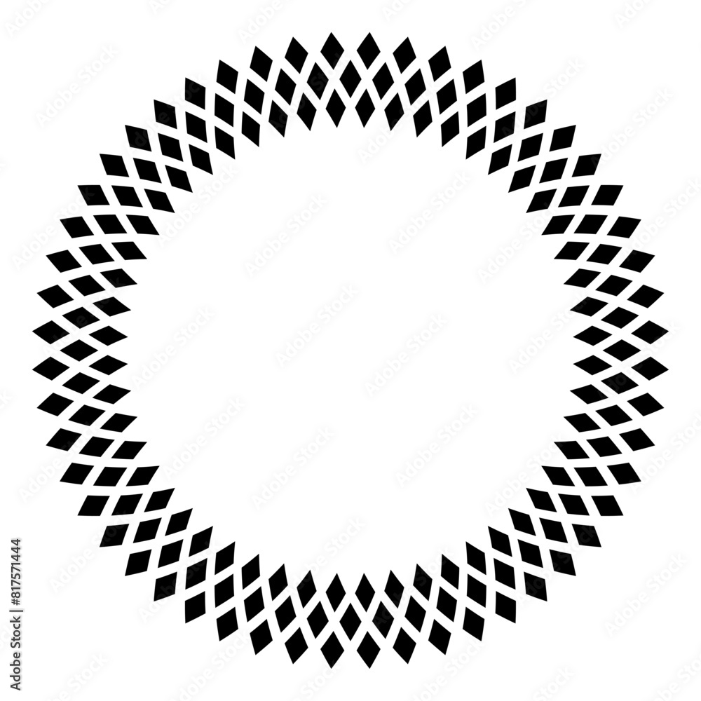 Poster diamond pattern circle frame. three rows of black diamond shapes, creating a decorative border with 