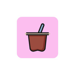 Yogurt line icon. Spoon, container, breakfast. Food concept. Can be used for topics like diet, healthy nutrition, dairy