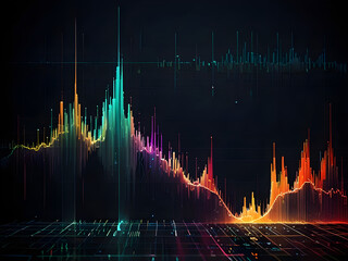 Data visualization, data network, glow sound waves effect or abstract technology background ai generative