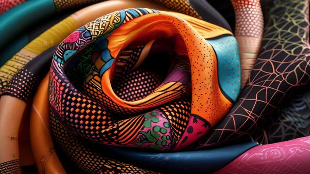 An elegant silk scarf with bold and vibrant patterns adds a touch of sophistication to any outfit and was scored for a fraction of its original retail cost.
