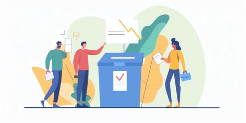 People putting their vote in ballot box.
