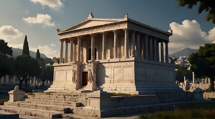 30 May 2022, Antalya, Turkey: The model of the ancient wonder of the world - the Mausoleum of Halicarnassus in the Miniature Dokuma Park.generative.ai 