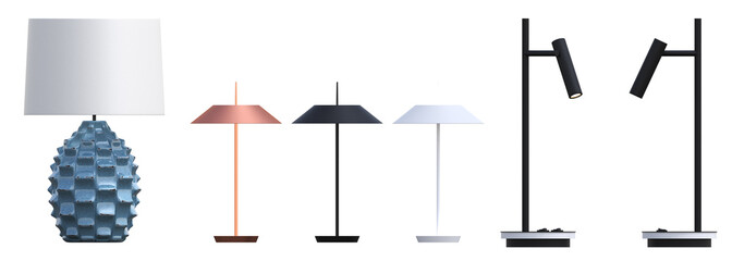 table lamp isolated on white background, room lamp, 3D illustration, cg render