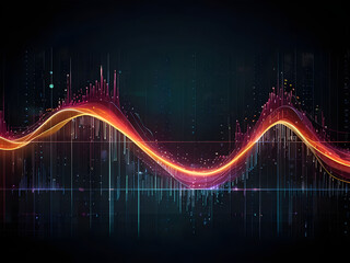 Data visualization, data network, glow sound waves effect or abstract technology background ai generative