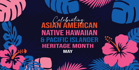 Asian american, native hawaiian and pacific islander heritage month Asian Pacific American Heritage Month on blue background