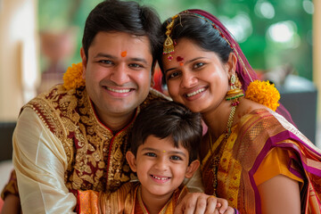 Portrait of a happy family smiling