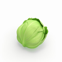Cabbage 3D icon on white background
