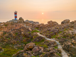 View of Ganh Den Lighthouse, Phu Yen. This is a famous tourist destination of Vietnam.