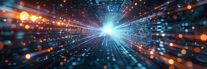 Fototapeta premium Illuminated Tunnel With Lights