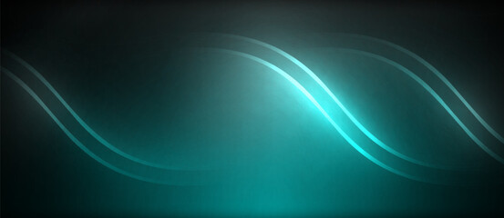 Neon glowing circle rays, light round lines in the dark, planet style neon wave lines. Energetic electric concept design for wallpaper, banner, background