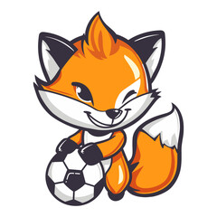 Obraz premium Cute Fox Logo for Soccer Team: Adorable Mascot Emblem for Sports Branding, Dynamic Design for Football Club Identity