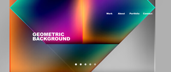 Flowing bright neon gradients geometric abstract background with triangles and lines. Fluid color pattern of color liquid gradient background for wallpaper, banner, background, card, landing page