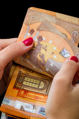 EURO money banknotes, detail photo of EUR