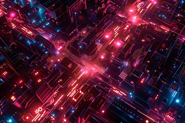 Fototapeta premium Circuit board close up. Technology background. 