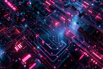 Fototapeta premium Circuit board close up. Technology background. 