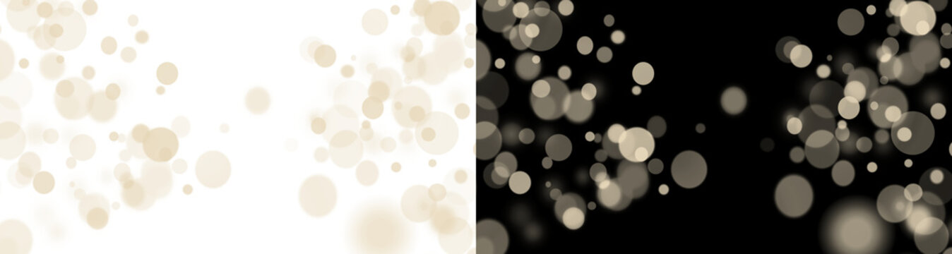 festive abstract effect of golden bokeh on a transparent and black background, festive decoration postcard, poster, greeting	